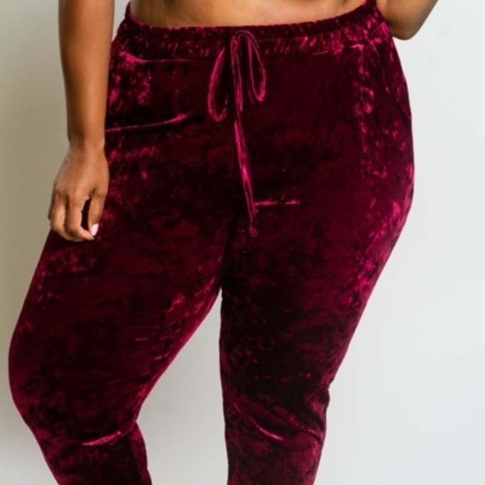 *Host Pick* Velvet Burgundy Plus size Joggers - Picture 4 of 4